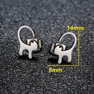 Silver Cat-Shaped Earrings